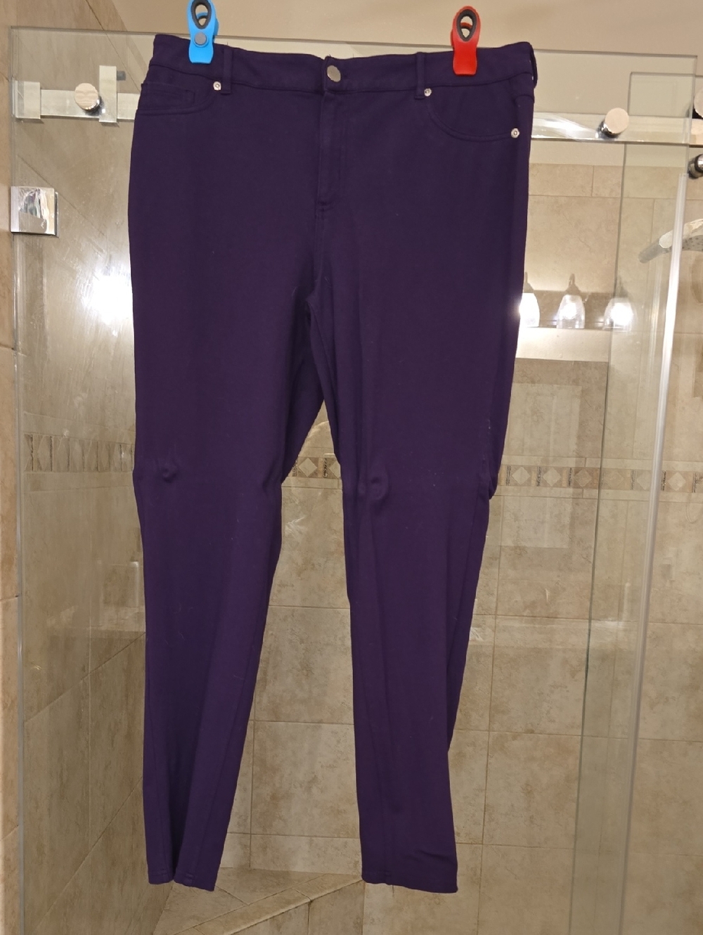 C EST 1946 Stretch Purple Skinny Pull-On Pants for Women